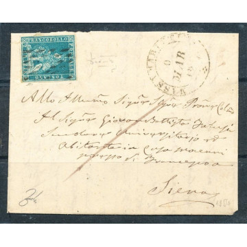 1854 TOSCANA 2 C. (5) SU BUSTA OTTIMI MARGINI ANNULLI DI PREGIO 2 C...