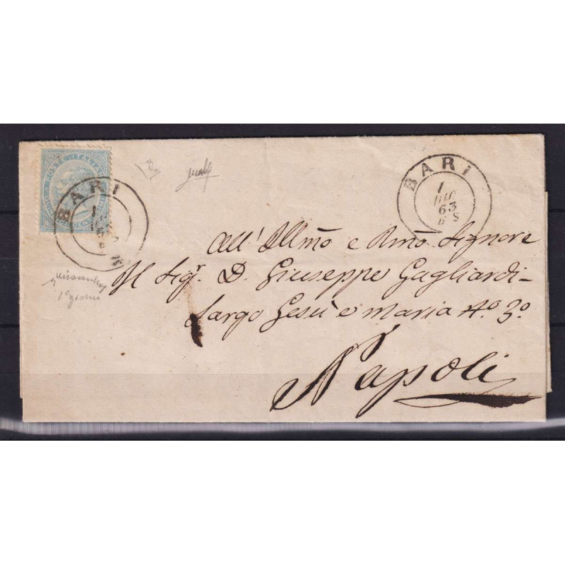 REGNO 1863-65 15 CENTESIMI LONDRA N.L18 US SU BUSTA PRIMO GIORNO CE...
