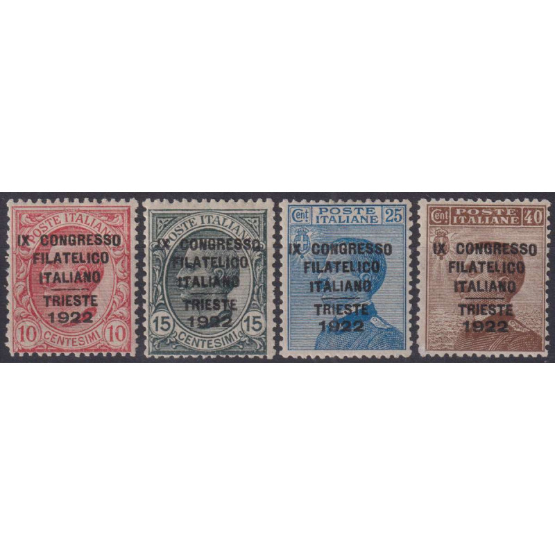 REGNO D'ITALIA 1922 CONGRESSO FILATELICO ITALIANO 4 V. G.I MNH** CE...
