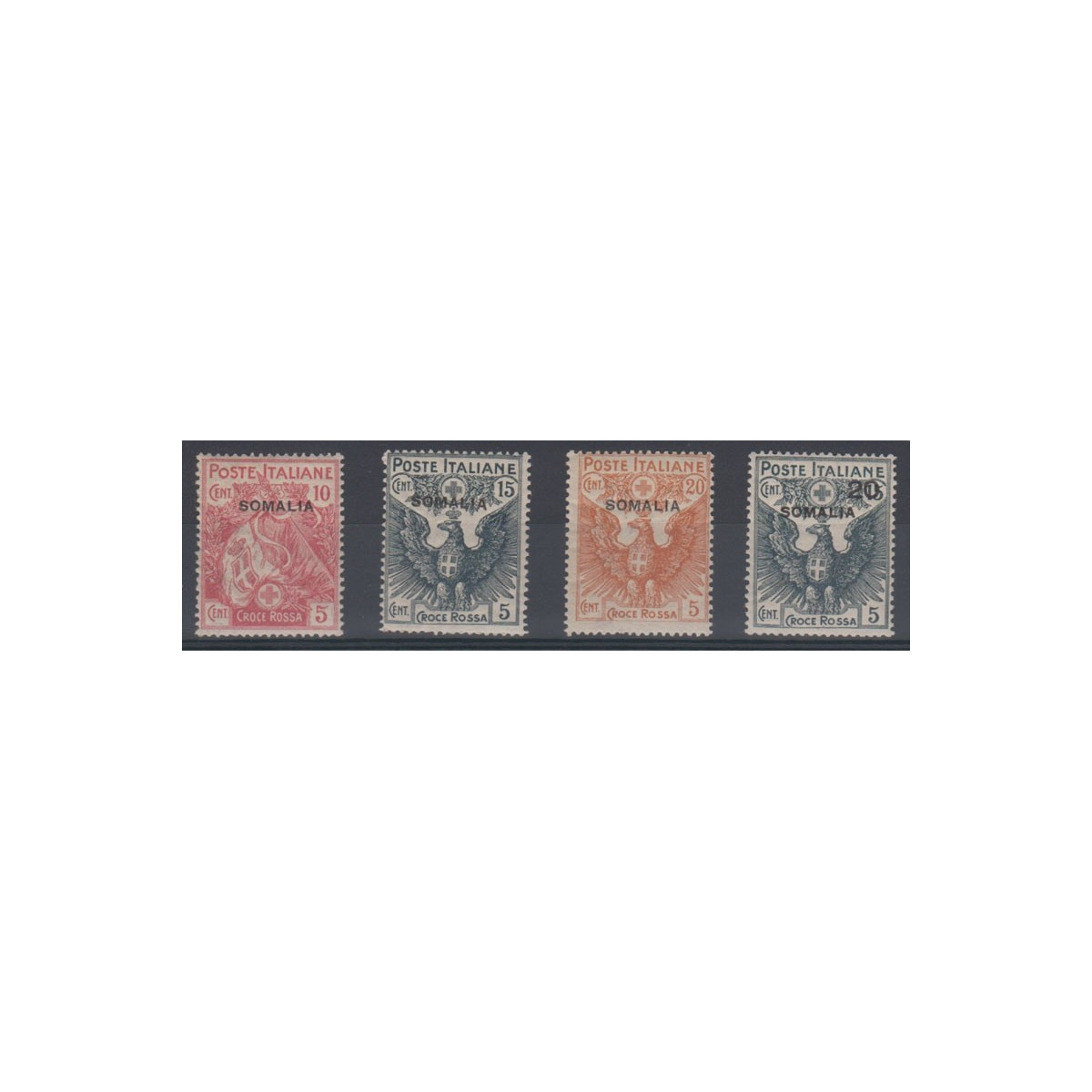 SOMALIA 1916 CROCE ROSSA G.I./G.O. (MNH/MLH) SU ALCUNI LIEVI T.L. ... SOMALIA 1916 CROCE ROSSA G.I./G.O. (MNH/MLH) SU ALCUNI LIEVI T.L. ...