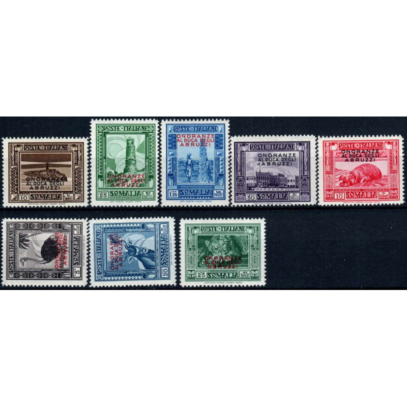 COLONIE 1934 SOMALIA ONORANZE DUCA DEGLI ABRUZZI 8 VAL. G.I MNH**  ...