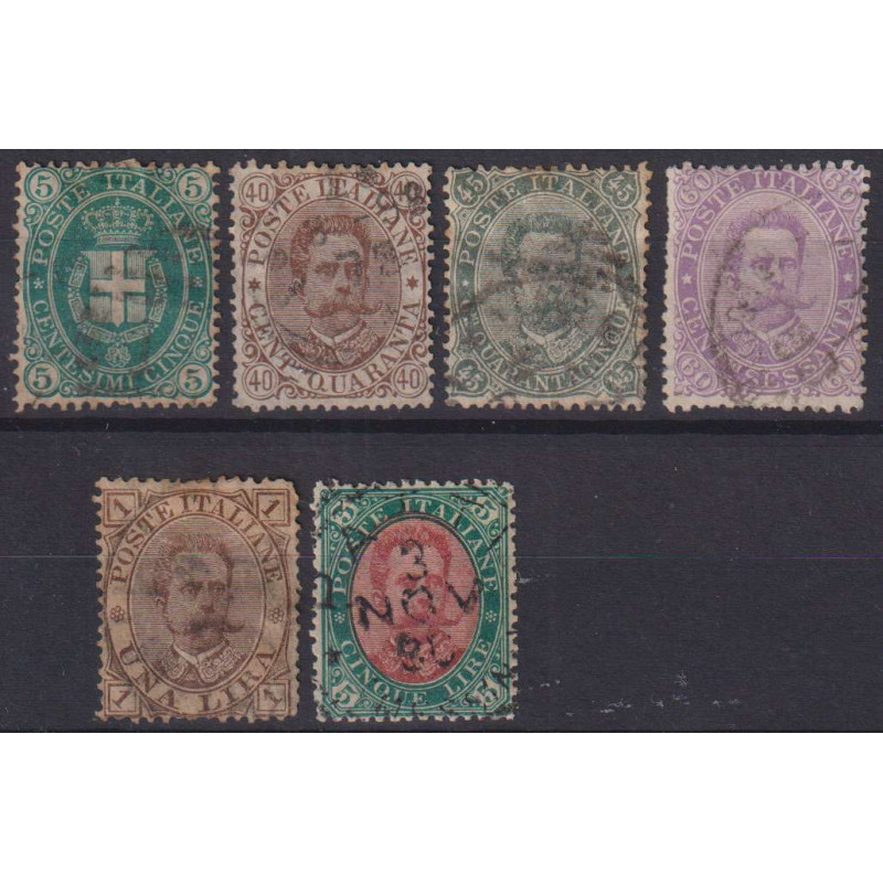 REGNO D'ITALIA 1889 UMBERTO I SERIE 6 V. USATA ALCUNI ANNULLI ORIGI...