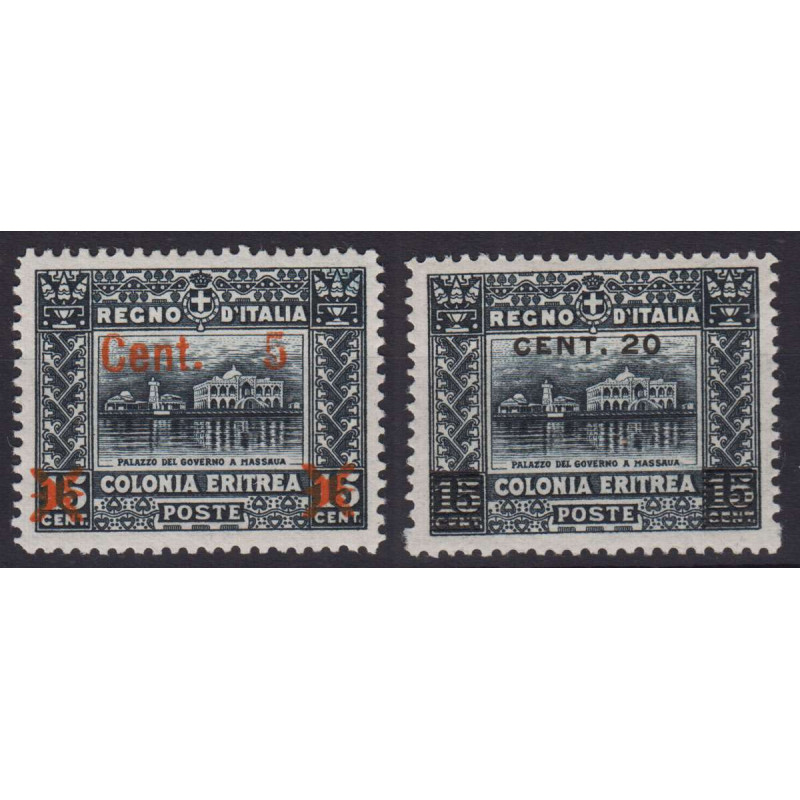 ERITREA 1916 SOGGETTI AFRICANI SOPRASTAMPATI 2 V. N.45-46 G.I MNH**...
