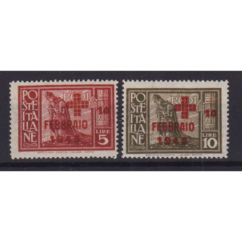 EGEO OCCUPAZIONE TEDESCA 1945 PRO CROCE ROSSA 2 V. G.I MNH**  | Fil...