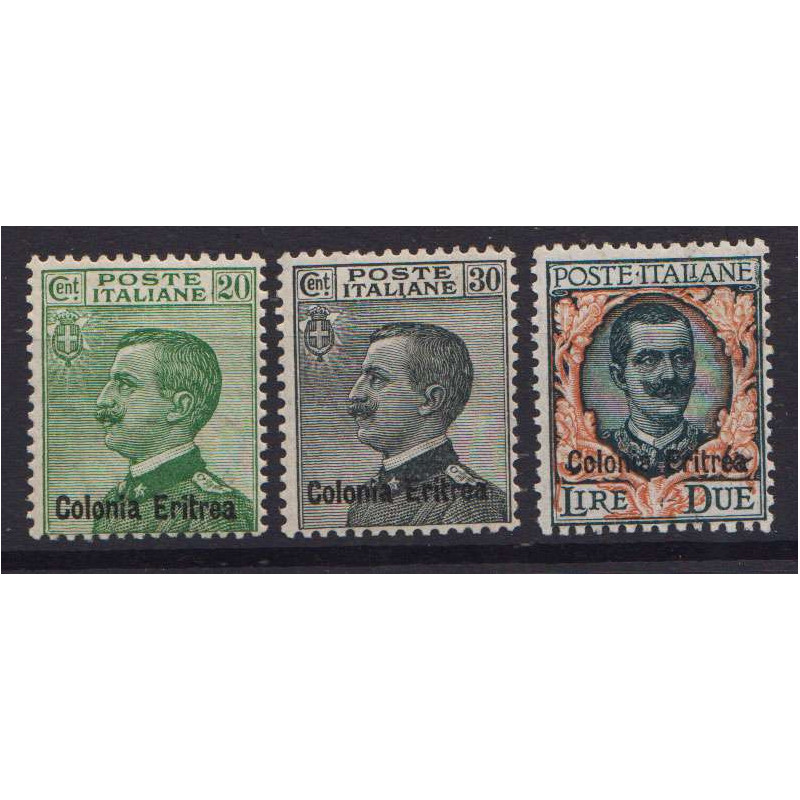 ERITREA 1925 FRANCOBOLLI D'ITALIA MICHETTI 3 VALORI G.I MNH** CENTR...