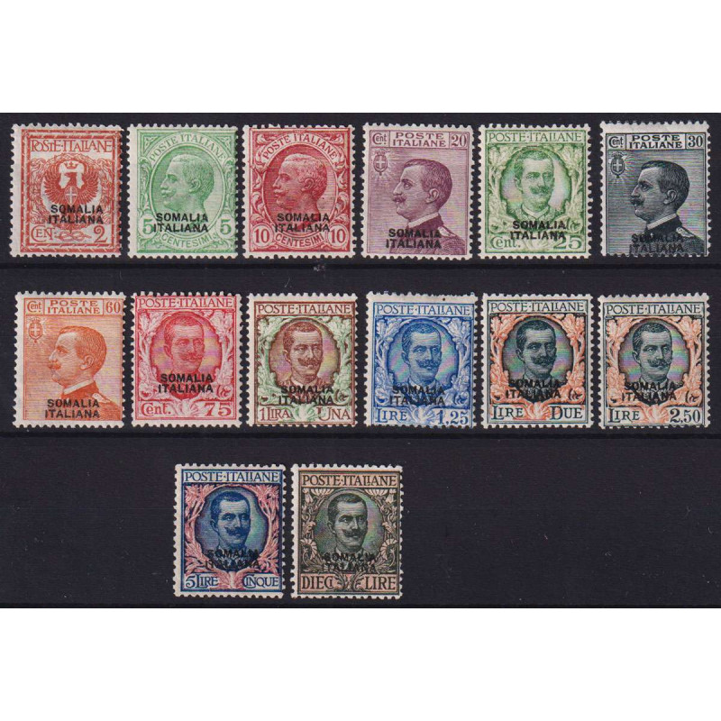 SOMALIA 1926-30 SERIE COMPLETA 14 VALORI N.92-104 G.O MLH*  | Filat...