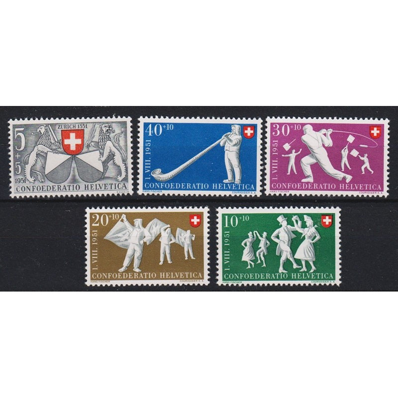 1951 SVIZZERA PRO PATRIA 5 V. G.I. (MNH)  | Filatelia Meloni