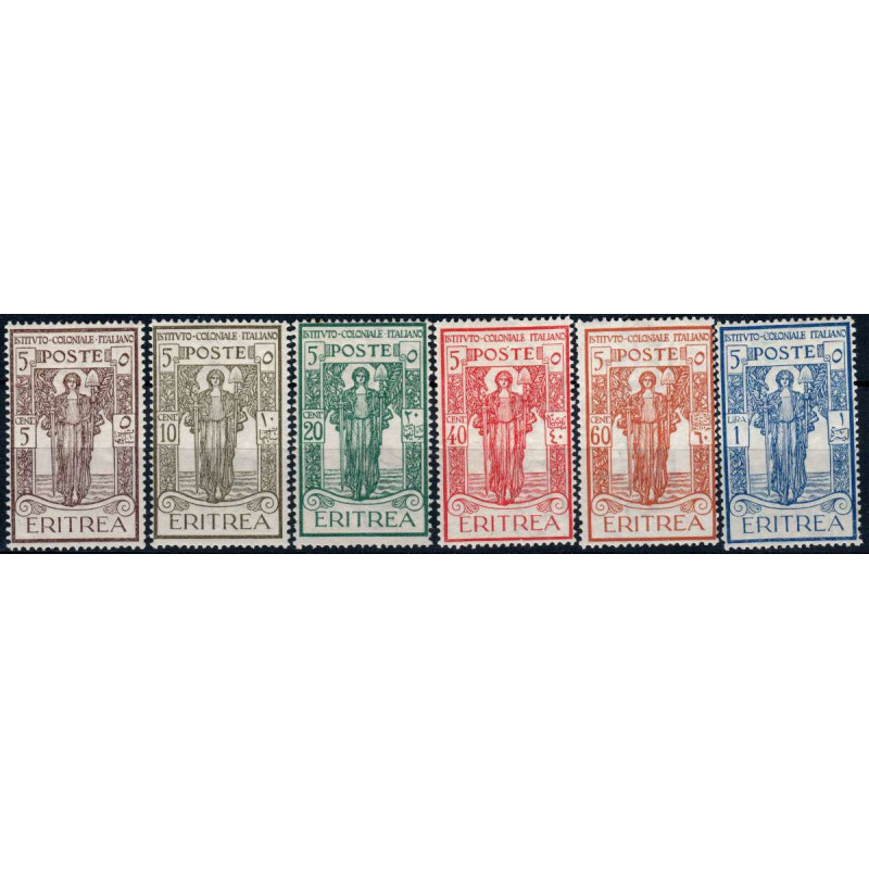 COLONIE 1926 ERITREA PRO ISTITUTO COLONIALE 6 VALORI G.O. MH*  | Fi...