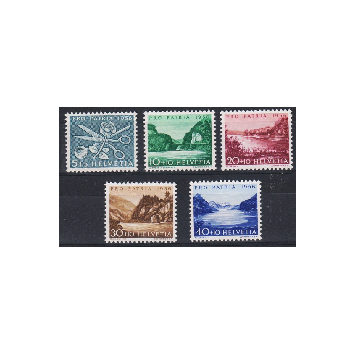 1956 SVIZZERA PRO PATRIA 5 V. G.I. (MNH) | Filatelia Meloni 1956 SVIZZERA PRO PATRIA 5 V. G.I. (MNH) | Filatelia Meloni