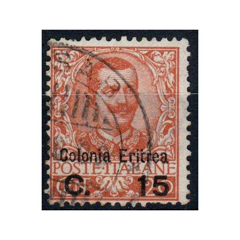 COLONIE 1905 ERITREA FRANCOBOLLI D' ITALIA SOPR. 15 c. SU 20 c. N. ...