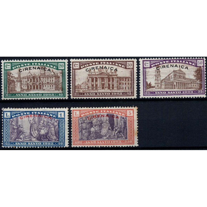 COLONIE 1925 CIRENAICA ANNO SANTO 5 VALORI G.O. MH*  | Filatelia Me...