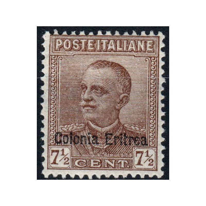 COLONIE 1928-29 ERITREA FRANCOBOLLO D' ITALIA SOPR. 7 ½ CENT. N.142...