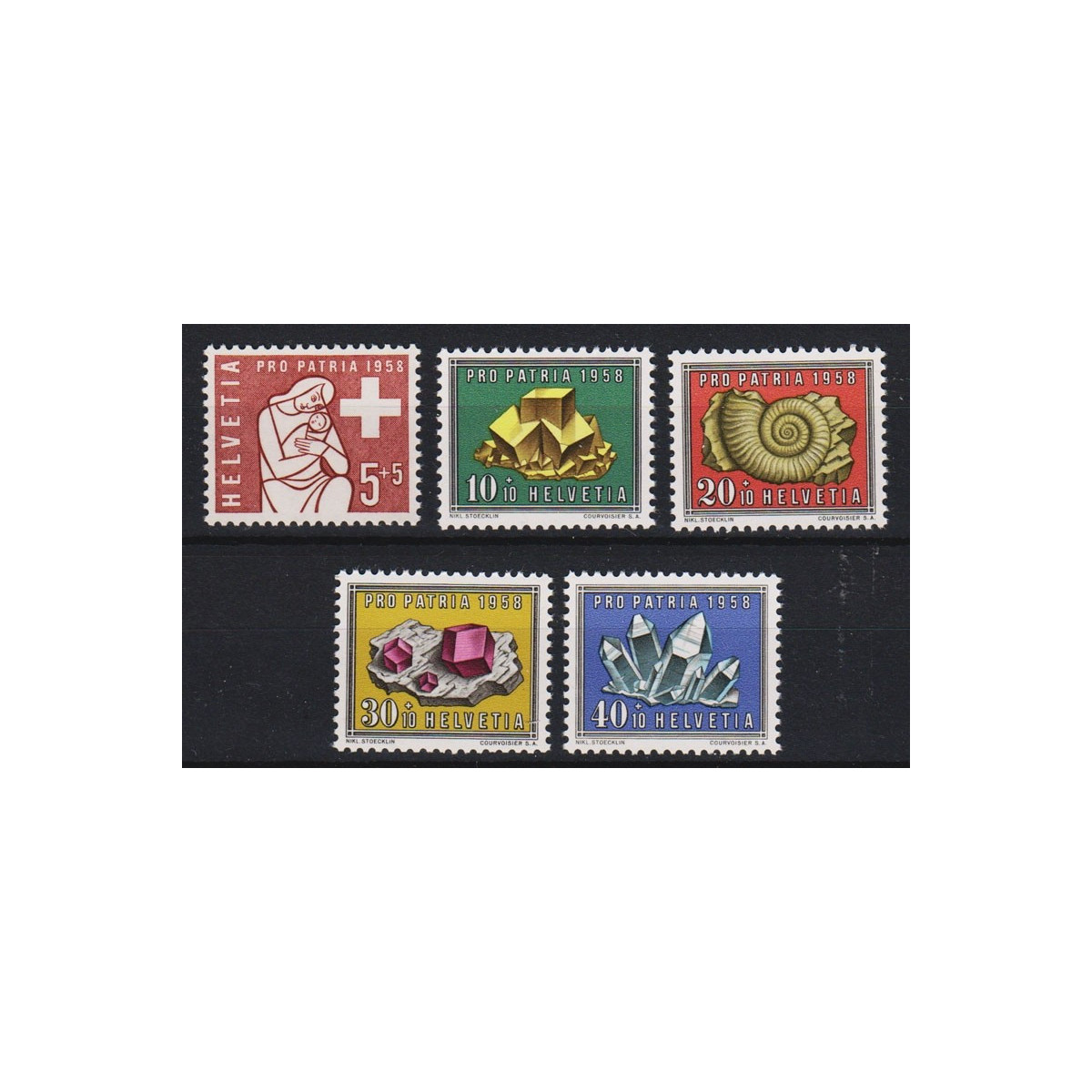 1958 SVIZZERA PRO PATRIA 5 V. G.I. (MNH) | Filatelia Meloni 1958 SVIZZERA PRO PATRIA 5 V. G.I. (MNH) | Filatelia Meloni