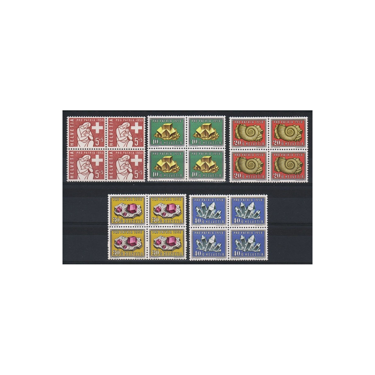 1958 SVIZZERA PRO PATRIA 5 V. IN QUARTINE G.I. (MNH) | Filatelia M... 1958 SVIZZERA PRO PATRIA 5 V. IN QUARTINE G.I. (MNH) | Filatelia M...
