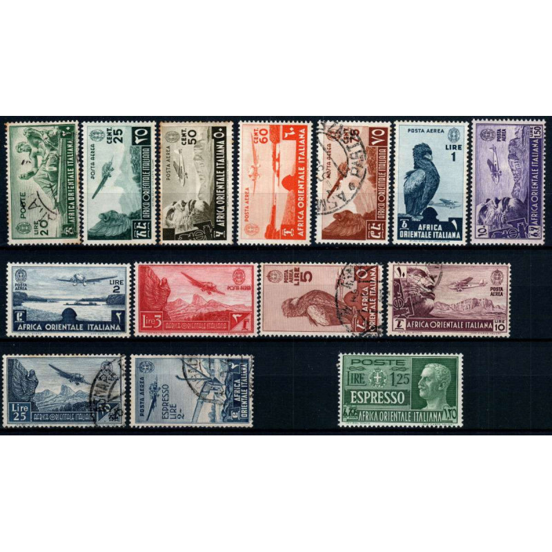 COLONIE 1938 AFRICA ORIENTALE SOGGETTI VARI 33 VALORI G.O. MH*/US  ...