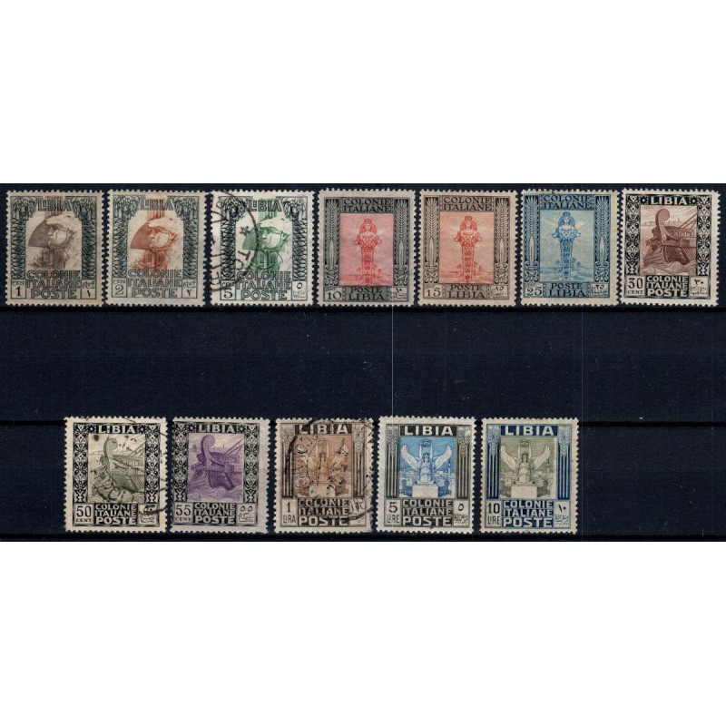 COLONIE 1921 LIBIA PITTORICA 12 VALORI DENT 13/14 S.5 US/G.O*/G.I**...