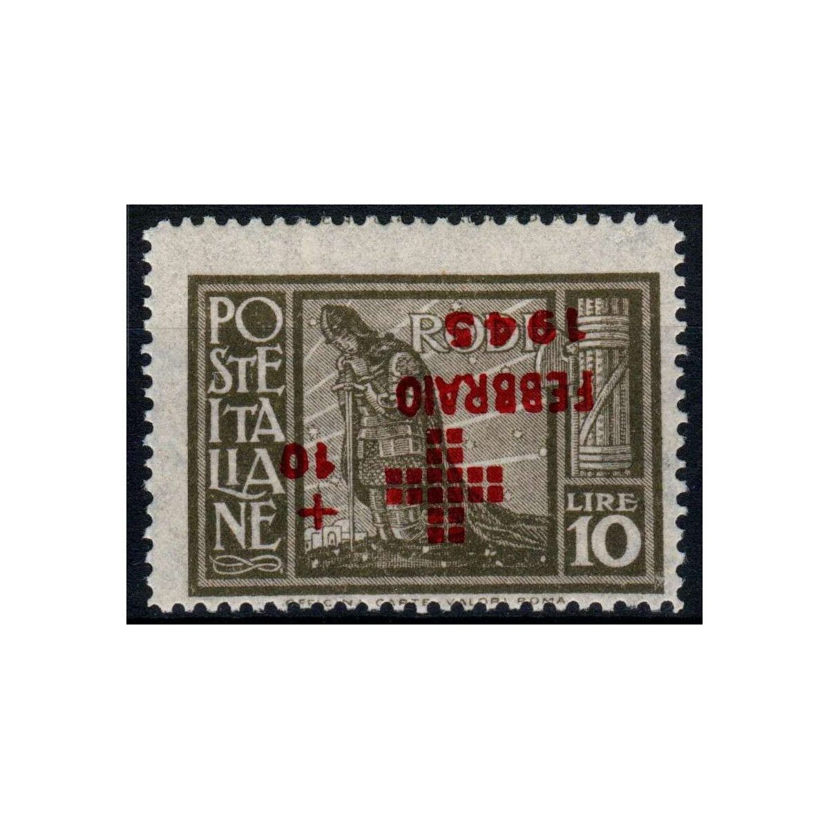 COLONIE 1945 OCCUPAZIONE TEDESCA EGEO CROCE ROSSA 10 LIRE VARIETA' ... COLONIE 1945 OCCUPAZIONE TEDESCA EGEO CROCE ROSSA 10 LIRE VARIETA' ...