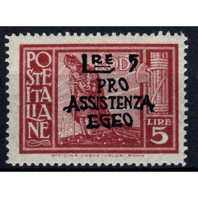 COLONIE 1943 OCCUPAZIONE TEDESCA EGEO 5 LIRE N . 125 G.I. MNH**  | ...