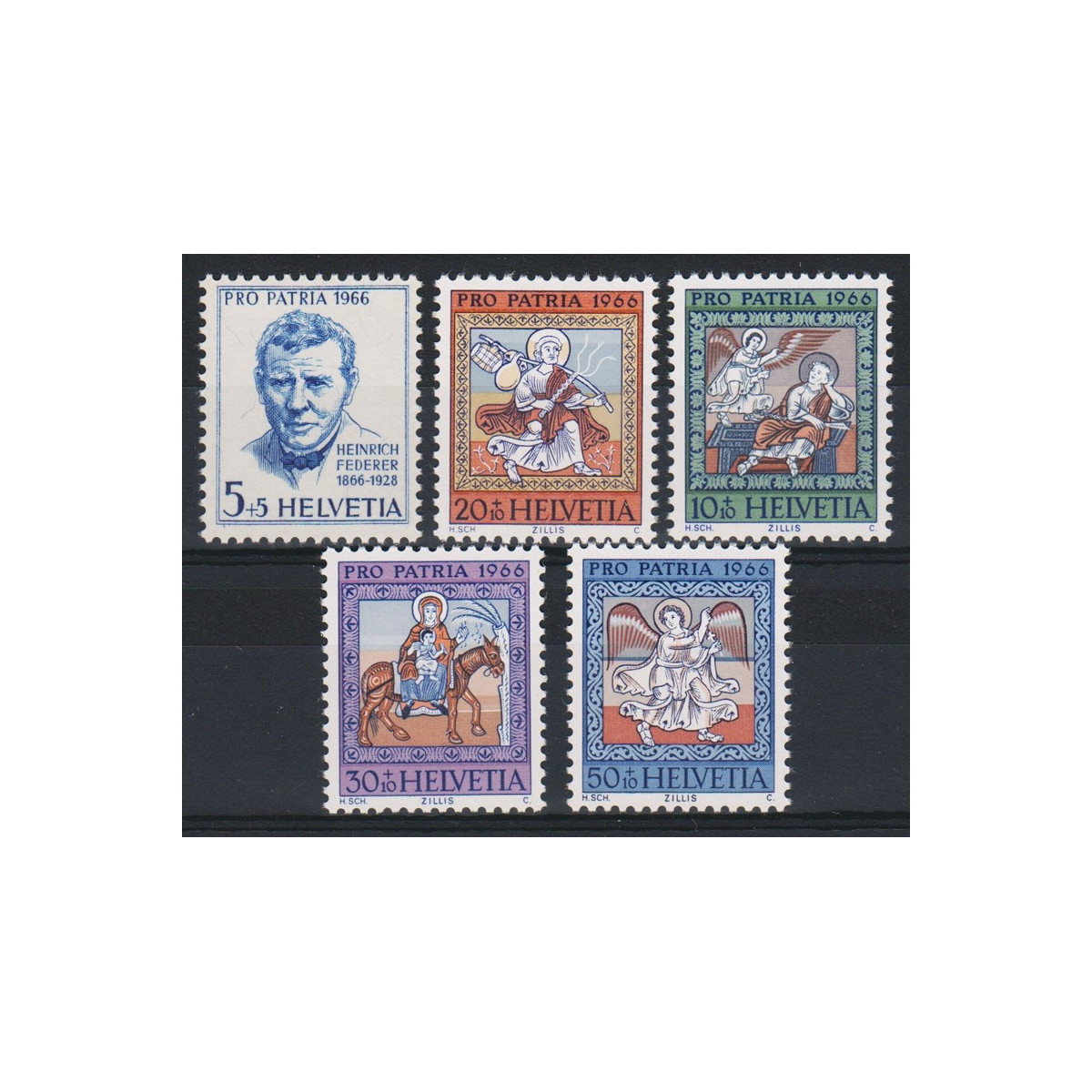 1966 SVIZZERA PRO PATRIA 5 V. (MNH) | Filatelia Meloni 1966 SVIZZERA PRO PATRIA 5 V. (MNH) | Filatelia Meloni