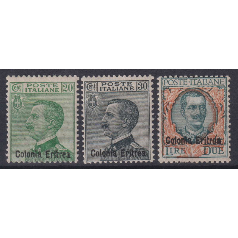 COLONIE ERITREA 1925 FRANCOBOLLI D'ITALIA 3 V. G.O MLH*  | Filateli...