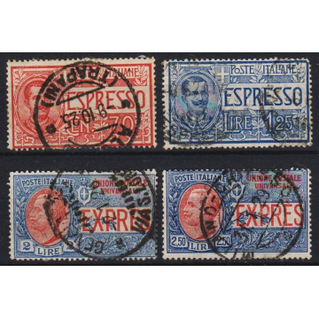 1925-26 ESPRESSI TIPI DEL 1903-08 4 V. (S1801) US. ANNULLO ORIGINAL...