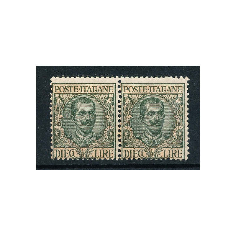 1910 10 LIRE COPPIA CON G.I. LIEVI OSSIDAZIONI  | Filatelia Meloni