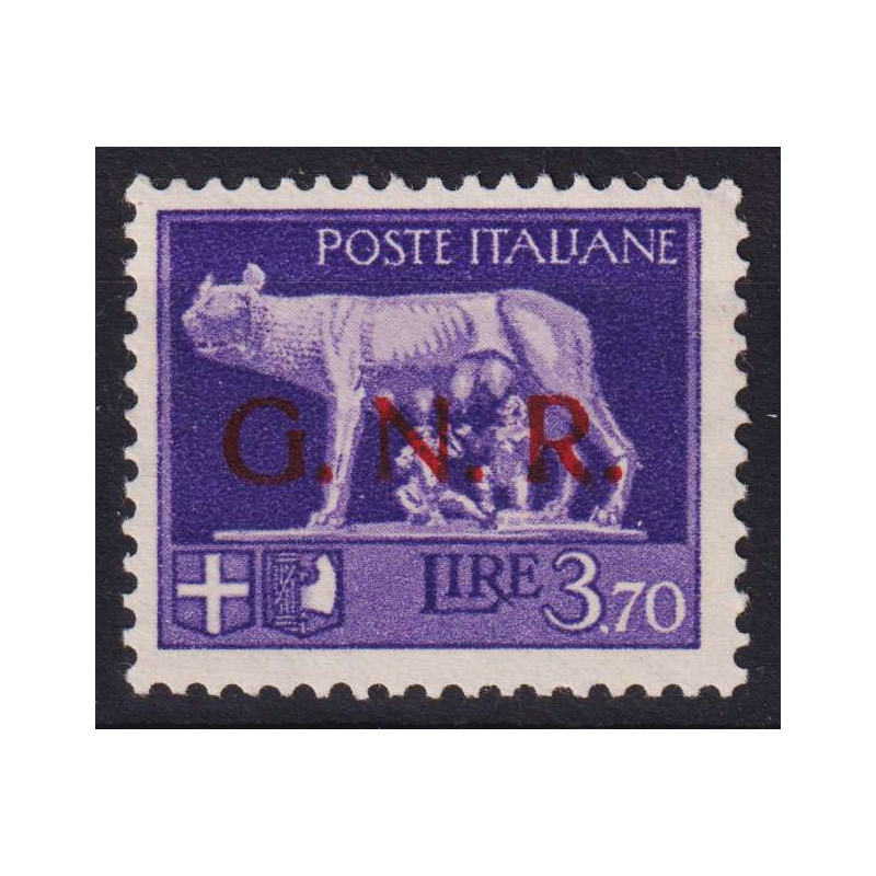 R.S.I 1944 3,70 LIRE ERRORE DI COLORE N.484A G.I MNH** CERT.  | Fil...