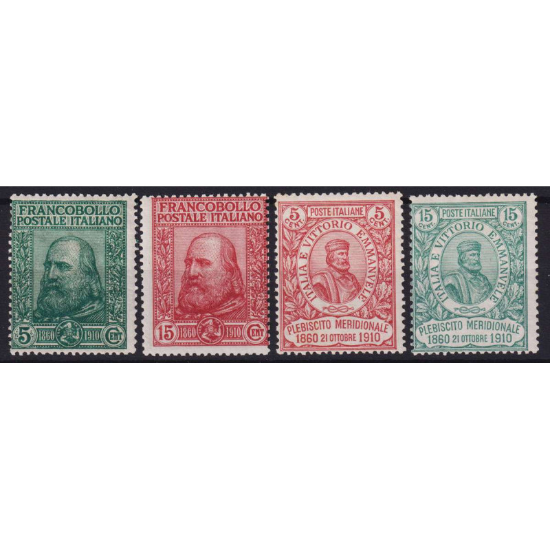 REGNO D'ITALIA 1910 GARIBALDI 4 VALORI G.I MNH** CERT.  | Filatelia...