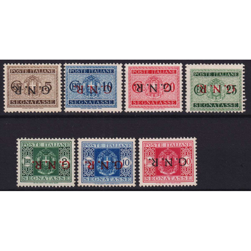 R.S.I 1944 SEGNATASSE SOPR. CAPOVOLTA VERONA 7 V. G.I MNH** CERT.  ...