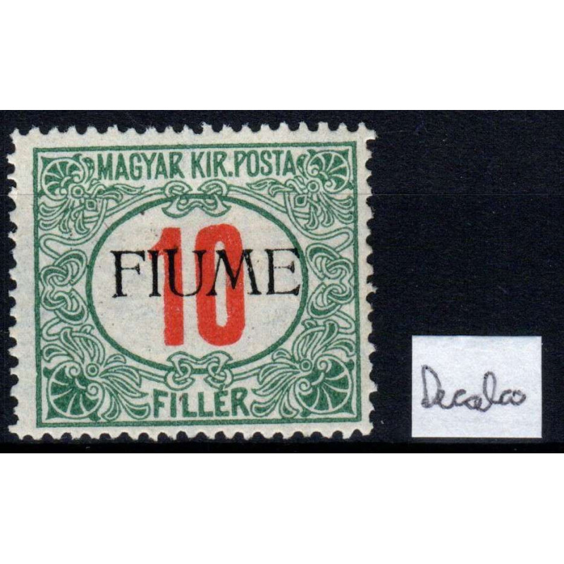 OCCUPAZIONI FIUME 1915 SEGNATASSE 10 F. DECALCO G.O MH*  | Filateli...