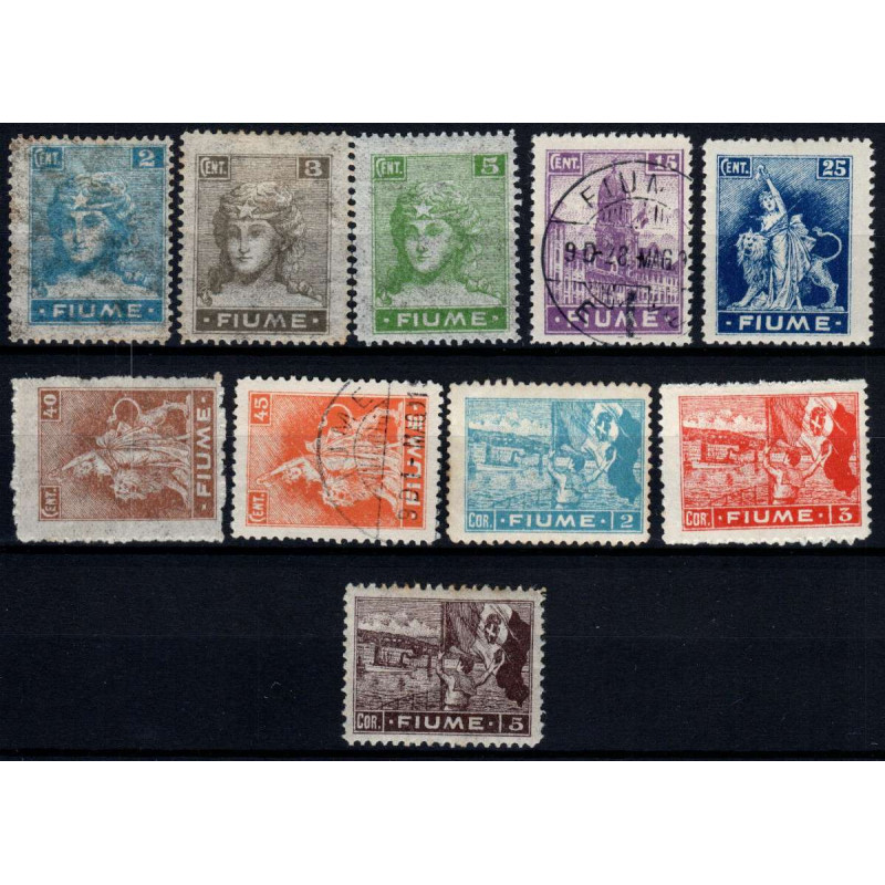 OCCUPAZIONI FIUME 1919 ALLEGORIE E VEDUTE 10 VALORI G.O */ US  | Fi...