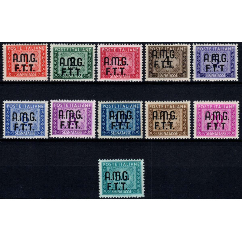 TRIESTE ZONA A 1947-49 SEGNATASSE RUOTA DUE RIGHE 11 V. G.I.MNH**(1...