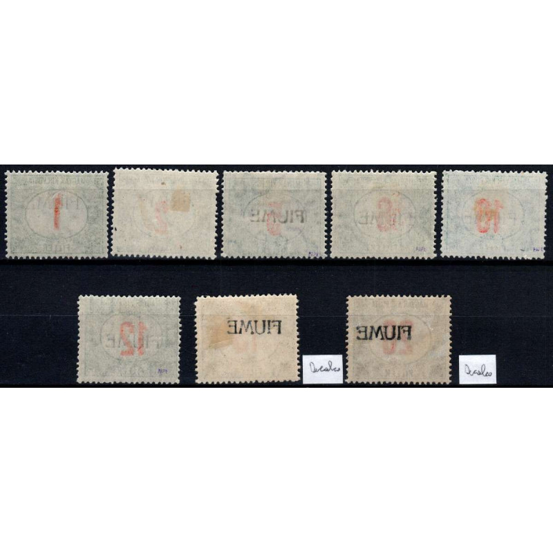 OCCUPAZIONI FIUME 1915 SEGNATASSE 8 VAL. 2 VALORI DECALCO G.O MH*  ...