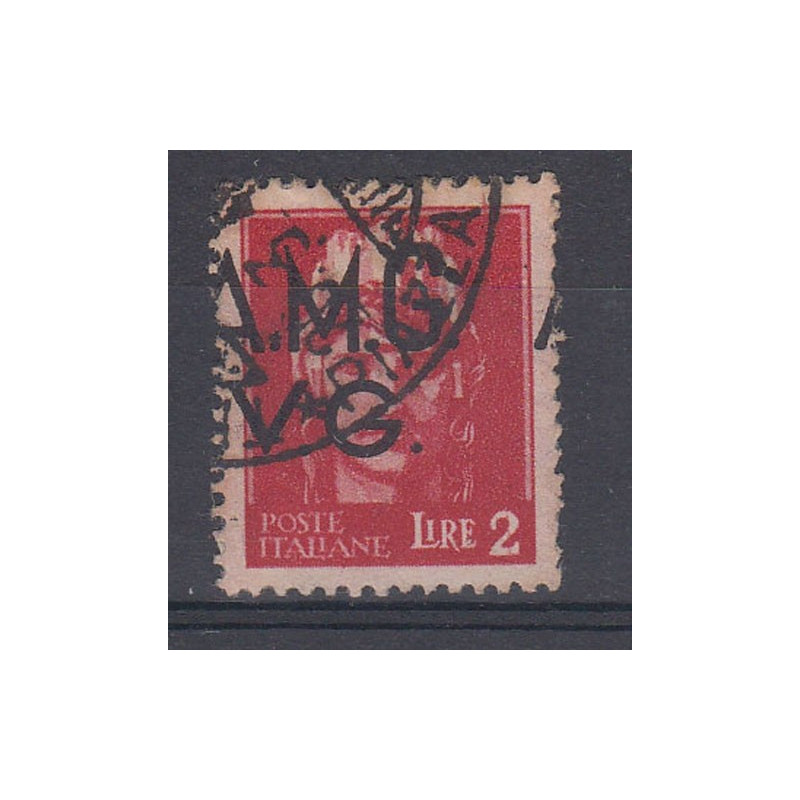 VENEZIA GIULIA 1945-47 2 LIRE CON SOPRASTAMPA SPOSTATA A SINISTRA (...