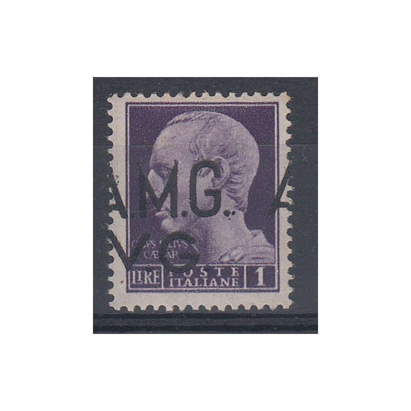 VENEZIA GIULIA 1945-47 1 LIRA SOPRASTAMPA SPOSTATA A SINISTRA (8hc)...