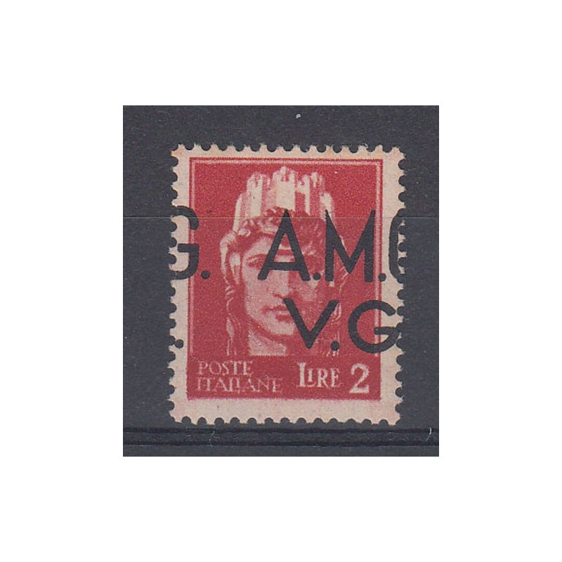 VENEZIA GIULIA 1945-47 2 L SOPRASTAMPA SPOSTATA A DESTRA (9hd) G.O....