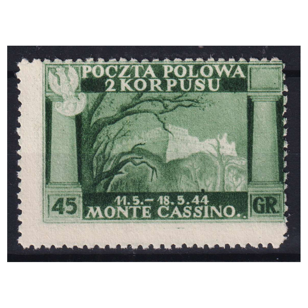 CORPO POLACCO 1946 VITTORIE POLACCHE 45 g. VERDE CHIARO N.5a S.G CE... CORPO POLACCO 1946 VITTORIE POLACCHE 45 g. VERDE CHIARO N.5a S.G CE...