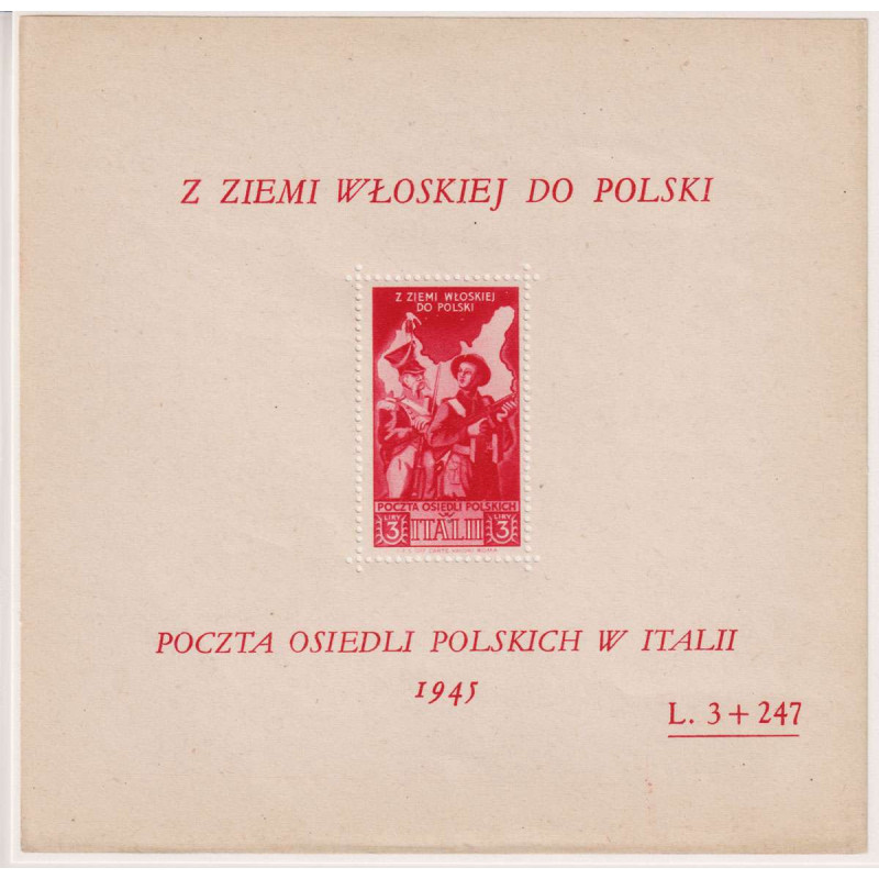 CORPO POLACCO 1946 FOGLIETTO ERRORE DI COLORE N.3A G.I MNH** CERT. ...
