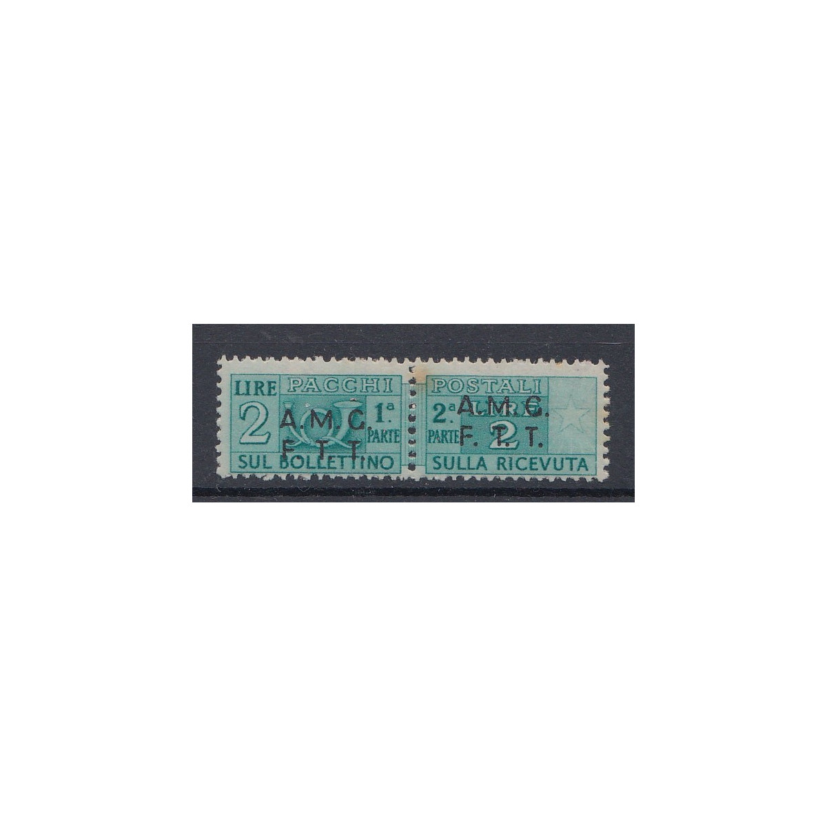 TRIESTE A 1947-48 PACCHI 2L SOPR. SEZIONE SINISTRA SPOSTATA BASSO G... TRIESTE A 1947-48 PACCHI 2L SOPR. SEZIONE SINISTRA SPOSTATA BASSO G...