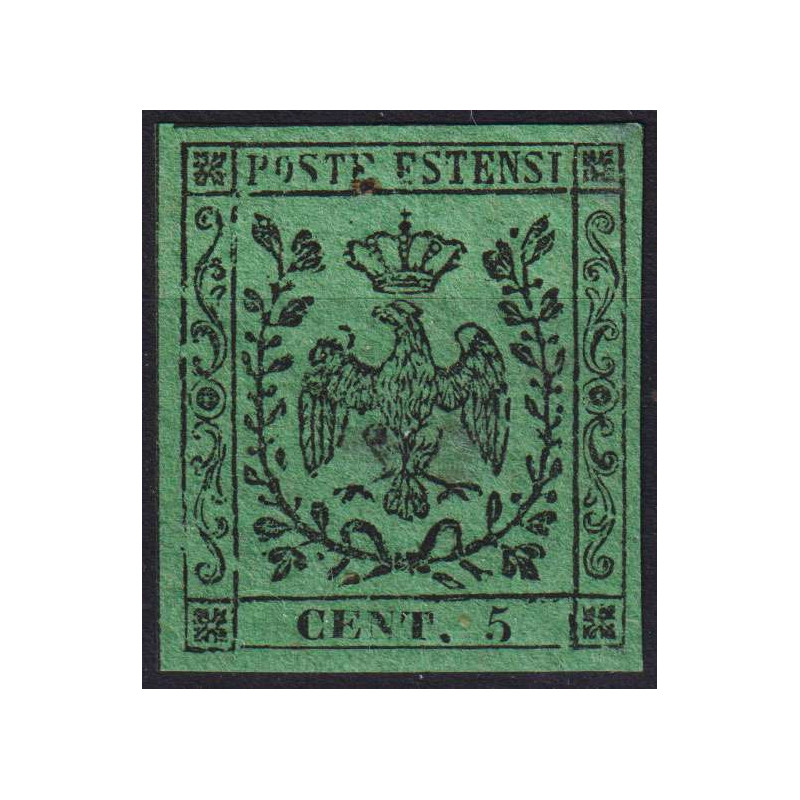 MODENA 1852 AQUILA ESTENSE 5 CENTESIMI N.1 G.I MNH** BEN MARGINATO ...
