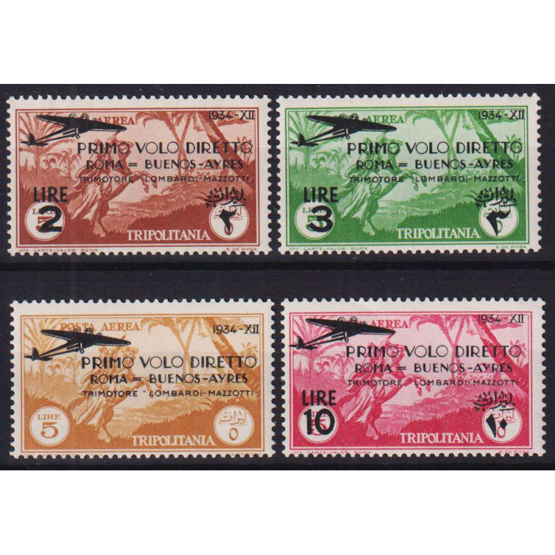 COLONIE TRIPOLITANIA 1934 P/A VOLO ROMA BUENOS AIRES 4 V. G.I MNH**...