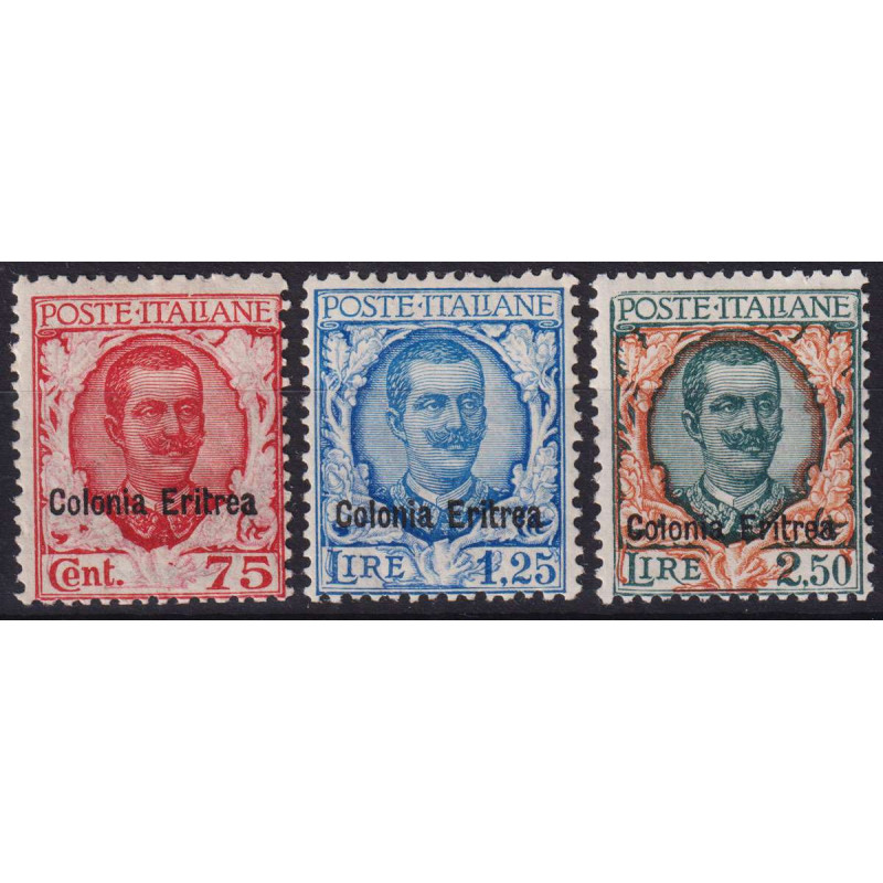 COLONIE ERITREA 1928-29 FLOREALE 2 V. N.125-127 G.I MNH** 1,25 LIRE...