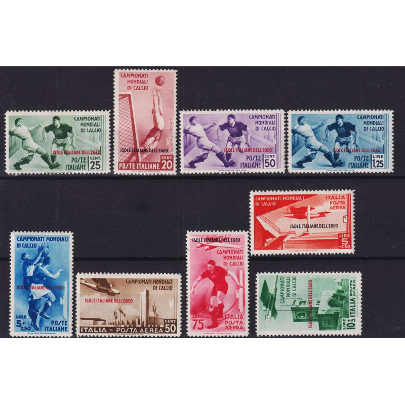COLONIE EGEO 1934 CALCIO 9 V. G.O. MH* P/A G.I MNH** CERT.  | Filat...