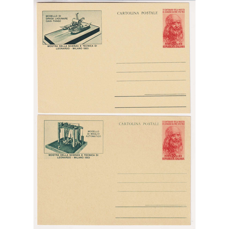 REPUBBLICA 1953 INTERI POSTALI SERIE LEONARDO DA VINCI N.C152 5 V. ...