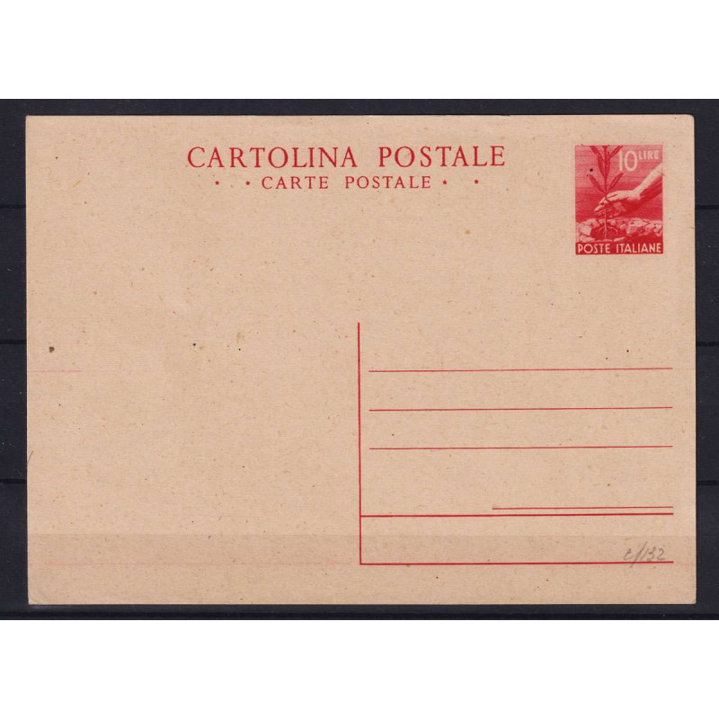 REPUBBLICA 1946 INTERI POSTALI DEMOCRATICA 10 LIRE N.C132 NUOVO  | ...
