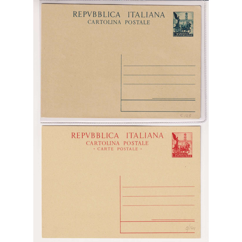 REPUBBLICA 1951 INTERI POSTALI DEMOCRATICA SERIE 4 V. N.C143-146 NU...