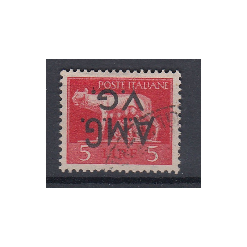 VENEZIA GIULIA 1945-47 5 L SOPRASTAMPA CAPOVOLTA (10d) US.  | Filat...