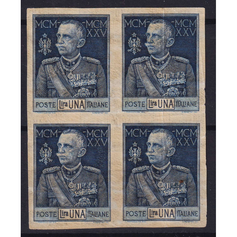 REGNO 1925-26 GIUBILEO DEL RE QUARTINA 1 L. MULTI VARIETA' G.I MNH*...