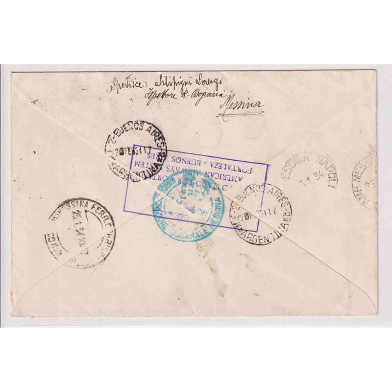 REGNO D'ITALIA 1934 P/A VOLO ROMA BUENOS AIRES 4 V. USATI SU BUSTA ...