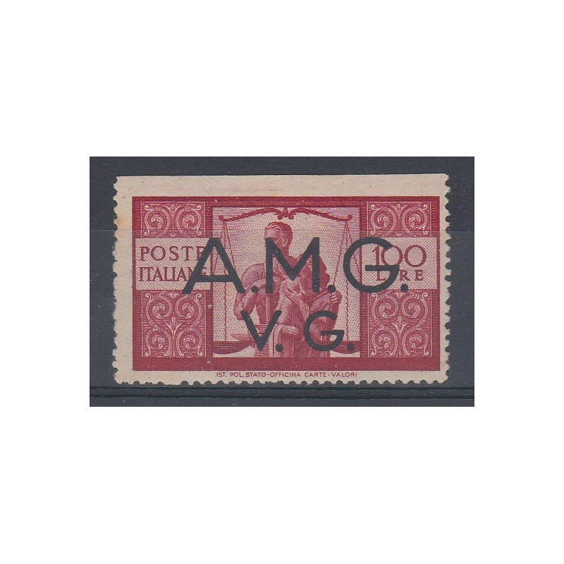 VENEZIA GIULIA 1945-47 100L DEMOCRATICA NON DENT IN ALTO 21i G.O* T...